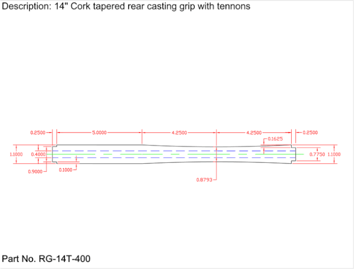 Shaped Cork Rear Casting Grip - 14" Super Grade